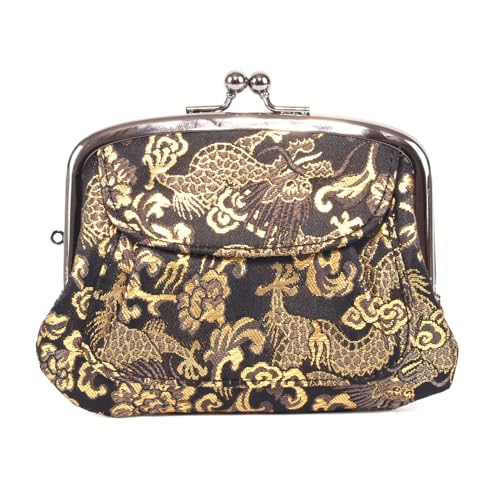 がま口 和柄 親子 金襴 財布 小銭入れ 日本製 ポーチ (金龍)