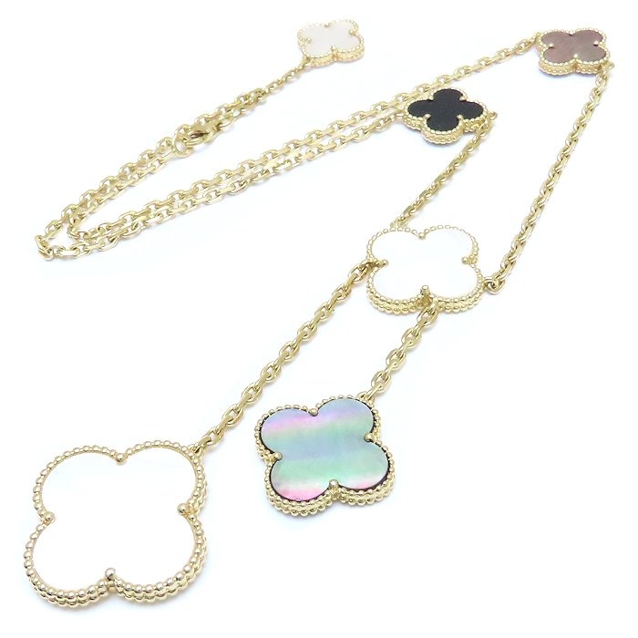 マジックアルハンブラ ネックレス 6P オニキス マザーオブパール VCARD79200/294032【中古】