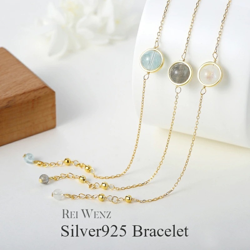 【高品質Silver925】ブレスレット 天然石 シルバー Silver925 ゴールド シンプル おしゃれ シンプル レディース プレゼ