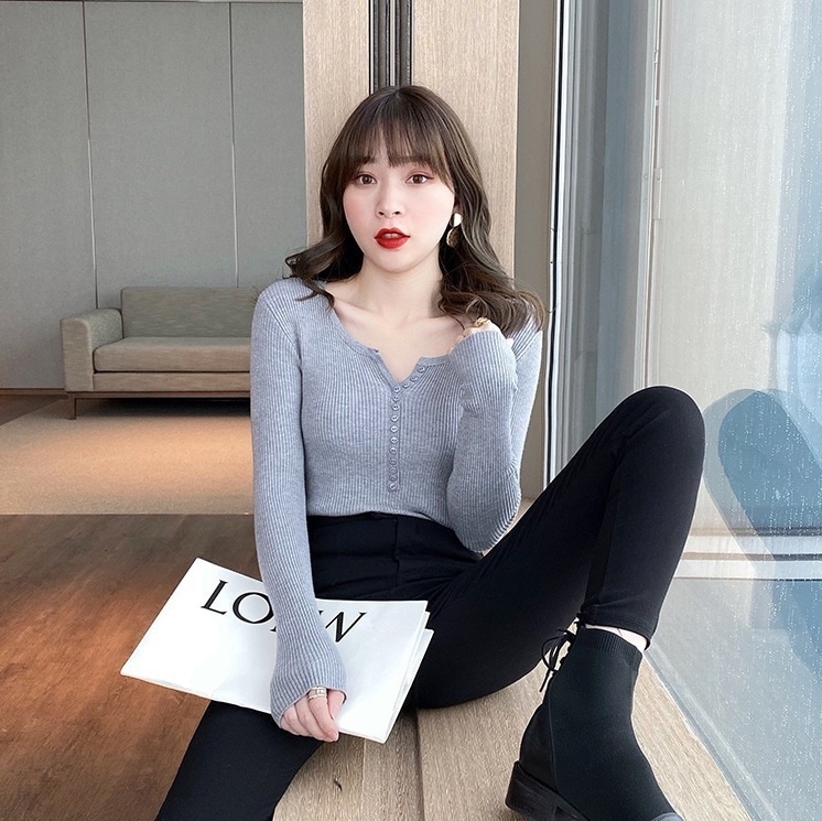 カジュアルニットセーター インナーニットセーター 長袖ニットセーター 秋冬インナーニット トップス シャツ ニットソー セーター プルオーバー 白シャツ 白トップス 袖あり 長袖 萌袖 Uネック