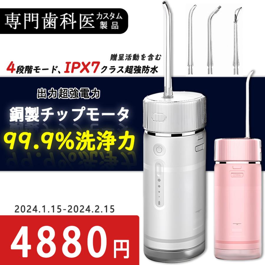 【クーポンOFF2 500円】口腔洗浄器 ジェットウォッシャー IPX7防水 超音波 歯石取り 電動ジェットウォッシャー 歯垢除去 USB充電式 美歯 歯間洗浄 虫歯予防
