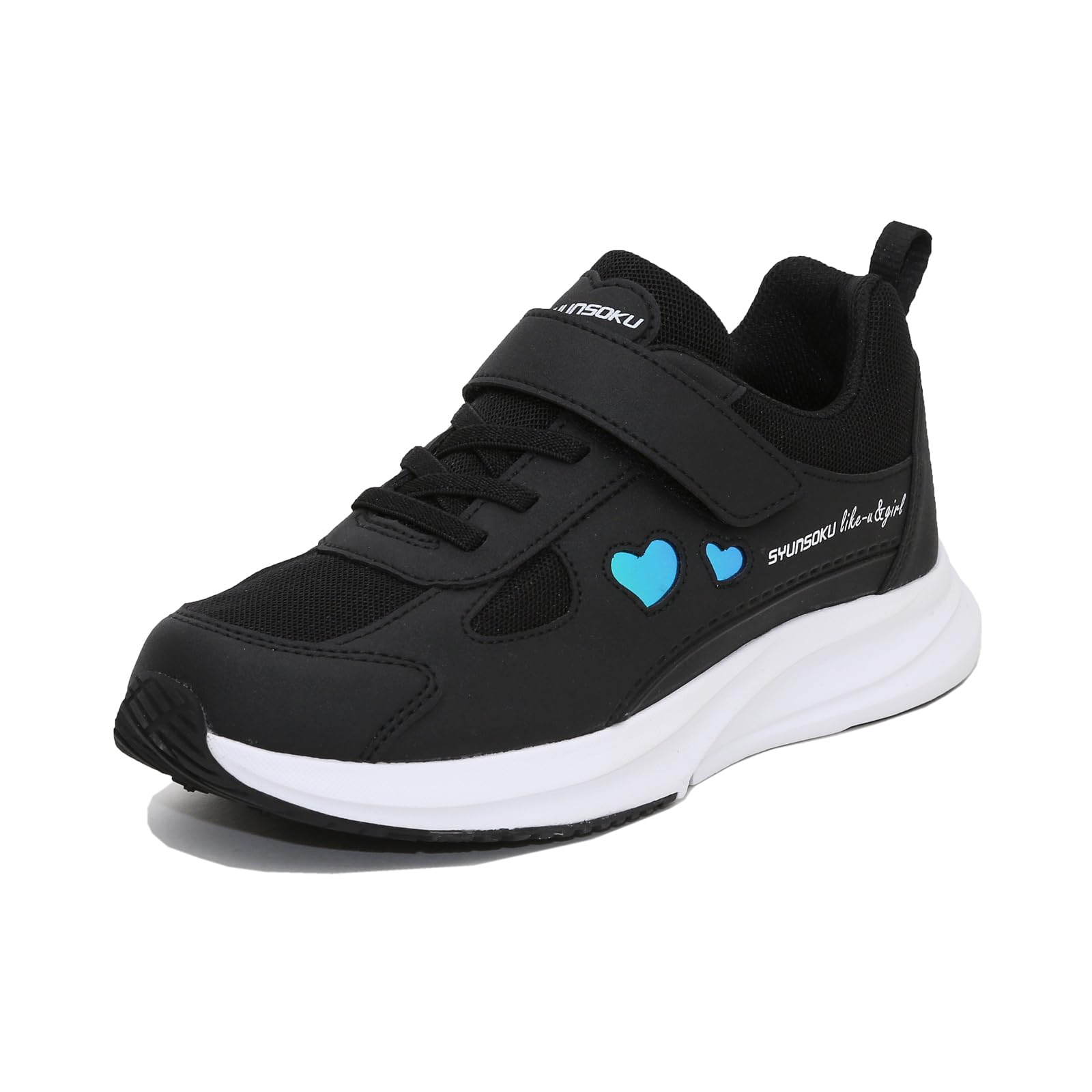 [シュンソク] スニーカー キッズ 女の子 ガールズ 子供靴 防水 幅広 18~24.5cm LEJ 8350 LEJ 8350 ブラック 22.0 cm 3E