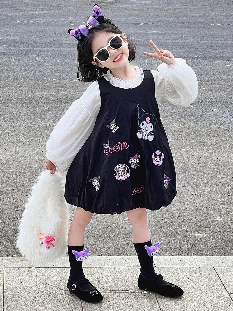 【3日出荷】女の子の子供のワンピースの新型の洋気のクロミのベストのスカートのスーツの漫画のサンリオの王女のスカートのlolita春新色追加