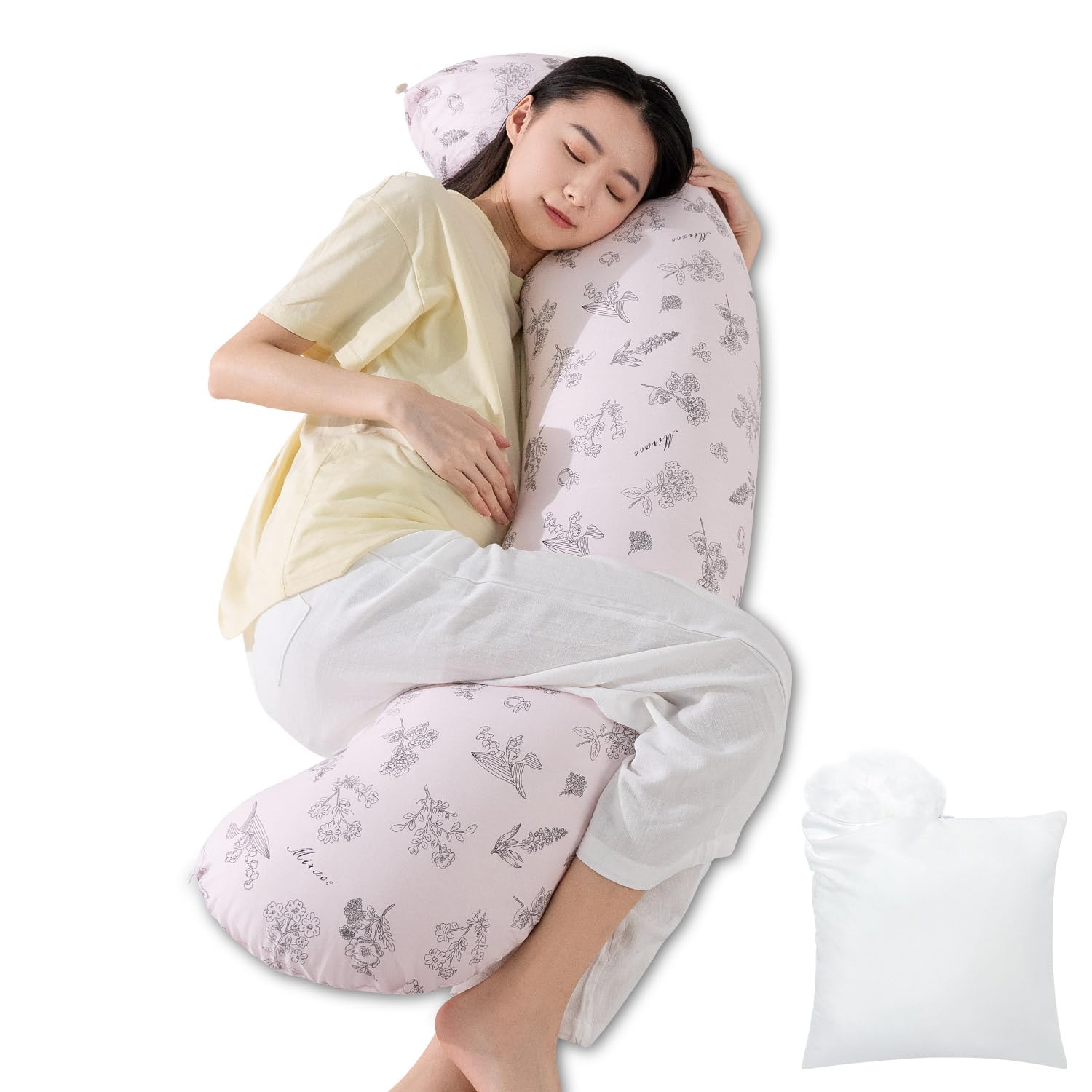 抱き枕 だきまくら 妊婦 授乳クッション マタニティ枕 授乳枕 補充綿200ｇ付き ボリューム調整可 カバー綿100％ カバーのみ洗える 大きいサイズ 長さ約130cm 妊娠祝い 母の日プレゼント ピ