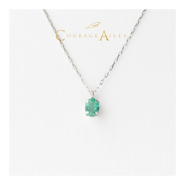 Courage Ailes PDA-2270EM ネックレス 5月誕生石 エメラルド 天然石 カラーストーン Pt900 Pt850 プラチナ ペンダント 贈り物 シンプル 4本爪 メーカー直送