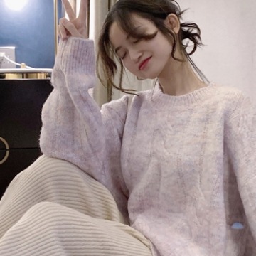 カラーセーター ピンク ホワイト トップス ニットソー セーター スリム 細身 ストレート スマート