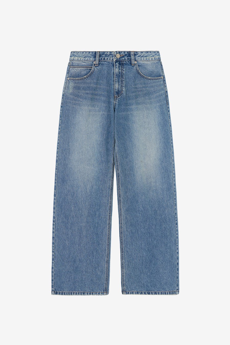 【INSILENCE】 [CALIK] LOW-WAIST WIDE JEANS : BLUE