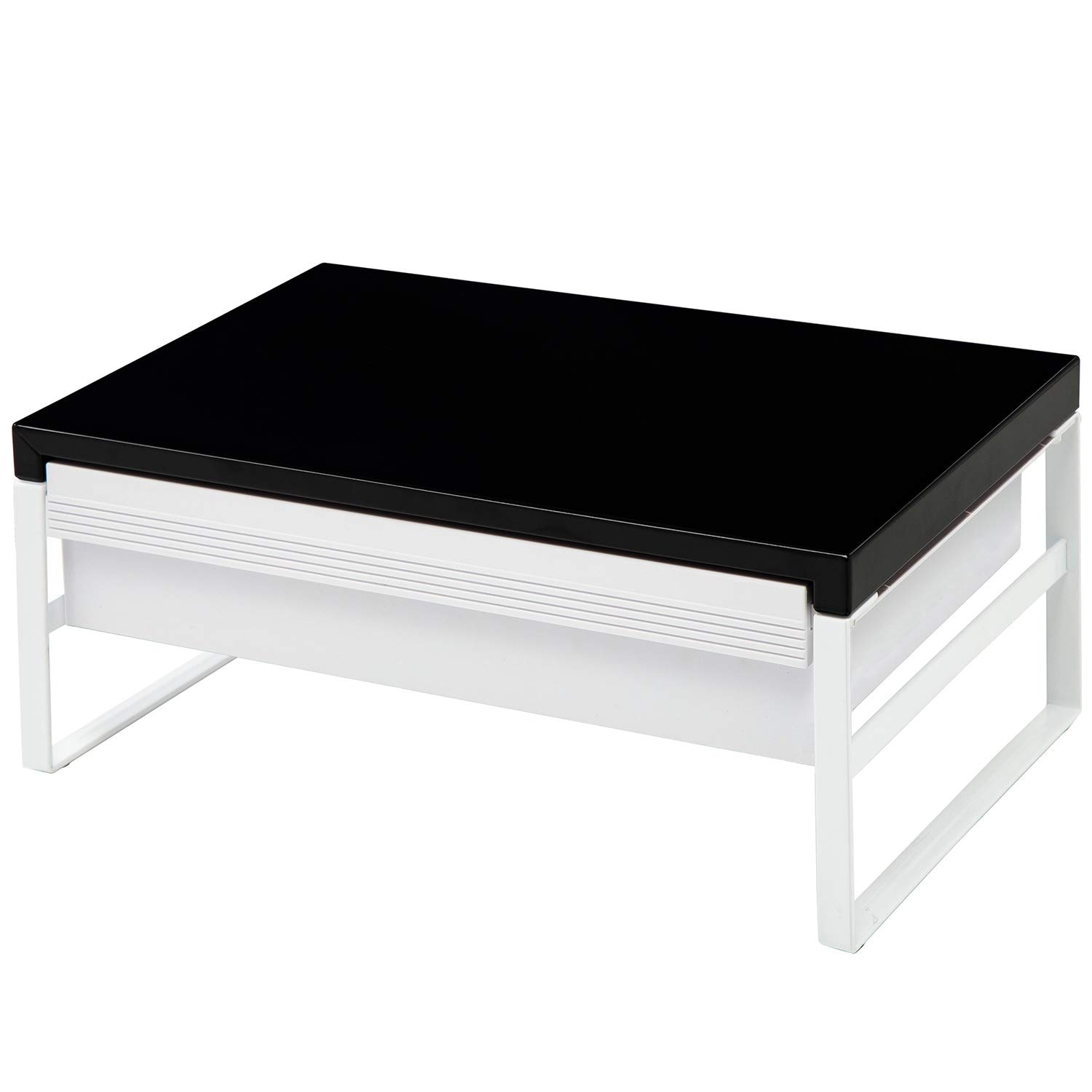 リヒトラブ パソコン台 モニター台 机上台 黒 幅39×奥行25×高さ16cm 引出し付ハイ 耐荷重15kg A7342-24