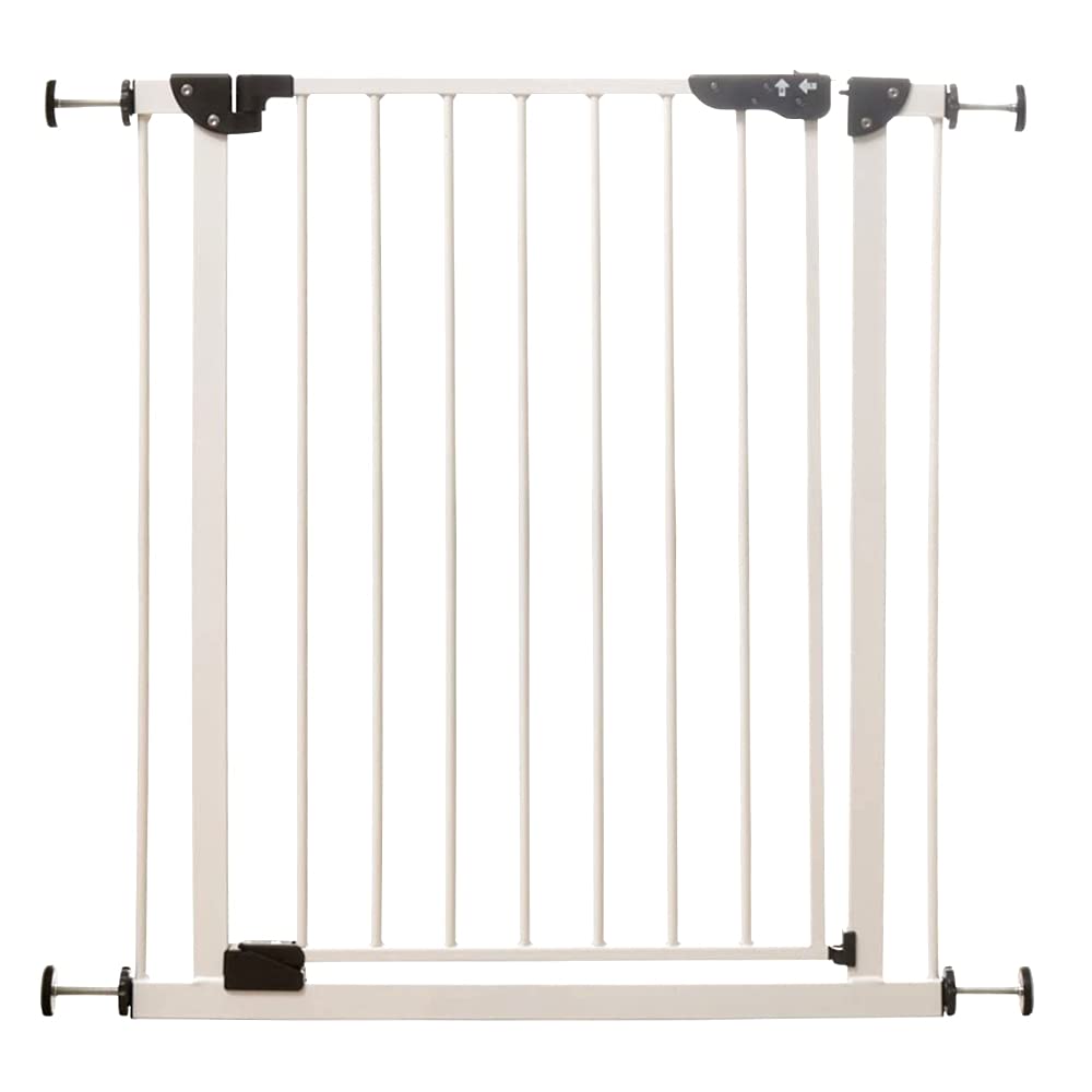 Q10最安値挑戦 アイリスプラザ ペットゲート ベビーゲート スチールゲート ドア付き 突っ張りタイプ ホワイト 高さ78cm 設置幅70-91cm