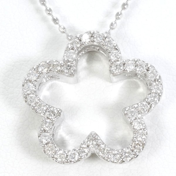 K18 18金 WG ホワイトゴールド ネックレス ダイヤ 0.28 約40cm ジュエリー 中古