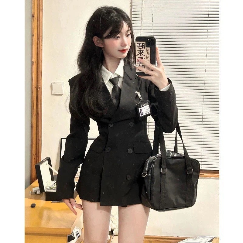 本の限定品シャツスーツ通学中学学校女子高生中学生ジャケットJK制服ワンピースブレザーセットアップレディースセーラー服文化祭学校制服3点セット