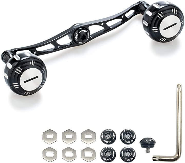 130mm ベイト リール ハンドル 70航空アルミ製 汎用社外品 ブラック/シルバー＆ブラック 6