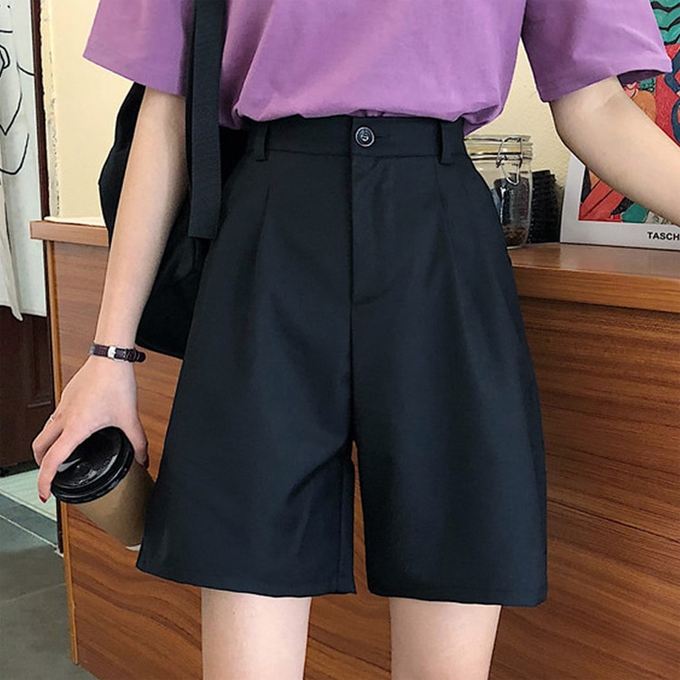 ボトムス パンツ 膝上 ハイウエスト きれいめ シンプル カジュアル 無地 春 夏 秋 10代 20代 30代 40代 50代 60代 レディース 女性用 ママ オフィス 通勤 お出かけ 休日 着回し
