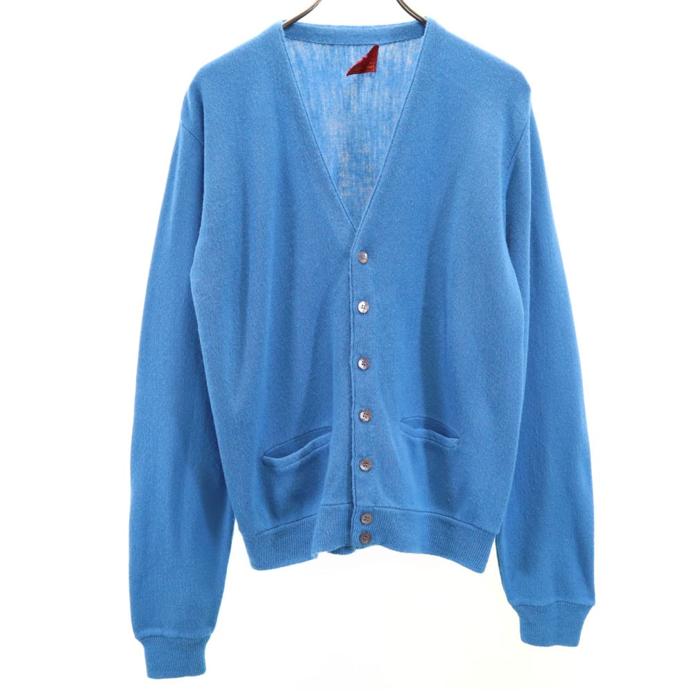 70s キングスロード ヴィンテージ 長袖 ニットカーディガン M ブルー系 KINGS ROAD メンズ