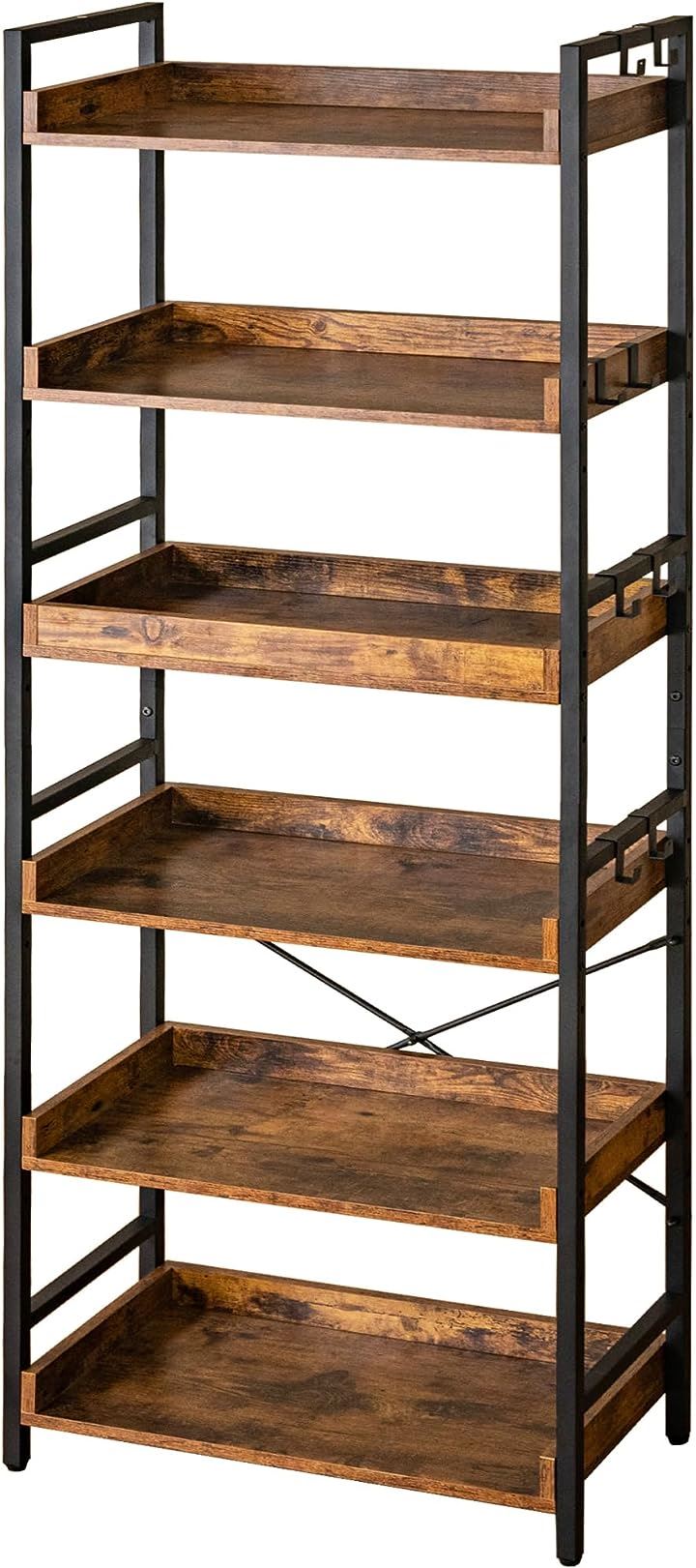 ラック キッチンラック 棚 おしゃれ 収納ラック 食器棚 リビング 木目 組立簡単(古木色, 幅60x6段) 9,086円