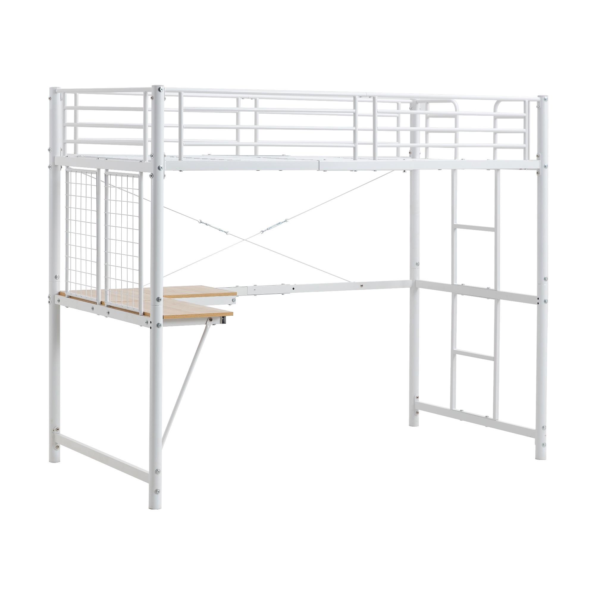 システムベット 　ロフトベッド シングル デスクスチールネット付き 収納付き 北欧風 二段ベッド 大人用　二段ベッド スチール 耐震 15,599円