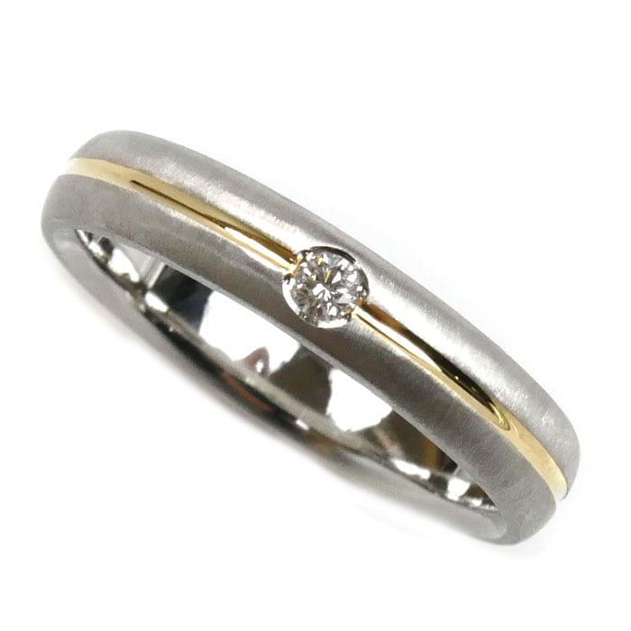 MIKIMOTO ミキモト Pt950プラチナ K18YG イエローゴールド リング・指輪 ダイヤモンド0.03ct 10号 4.8g レディース 中古 美品