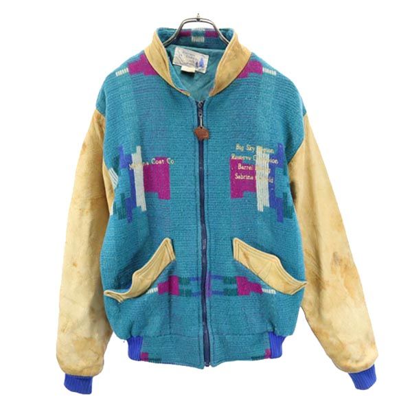 Montana Coat by Amber 90s オールド レザー切替 ニット ジャケット M 本革 本皮 メンズ 4,907円