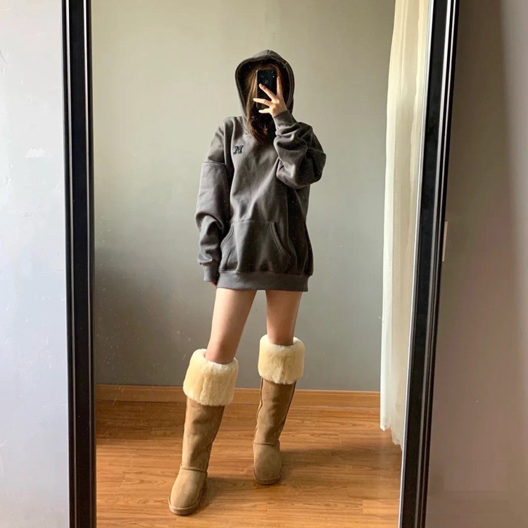 2025新しいニーハイqian Songyiスノーブーツ毛皮一体型本革女性冬雪綿靴