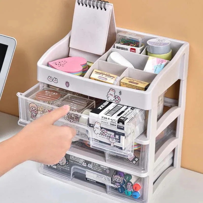 化粧品収納 引き出し型収納ケース ２段 ３段 4段収納ボックス 文房具収納引き出し 小物収納 コスメ収納引き出しボックス 大容量 ペン収納ボックス