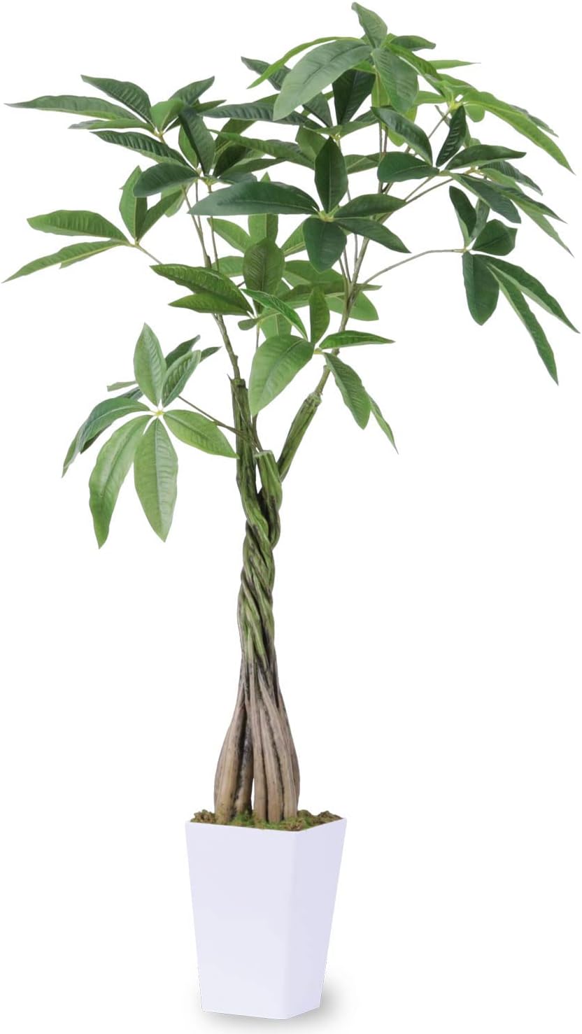 Ruwenus フェイクグリーン 人工観葉植物 観葉樹 造花 光触媒 空気清浄 【パキラ 多幸の木】高さ98cm 屋内 オフィス 鉢植え 植木
