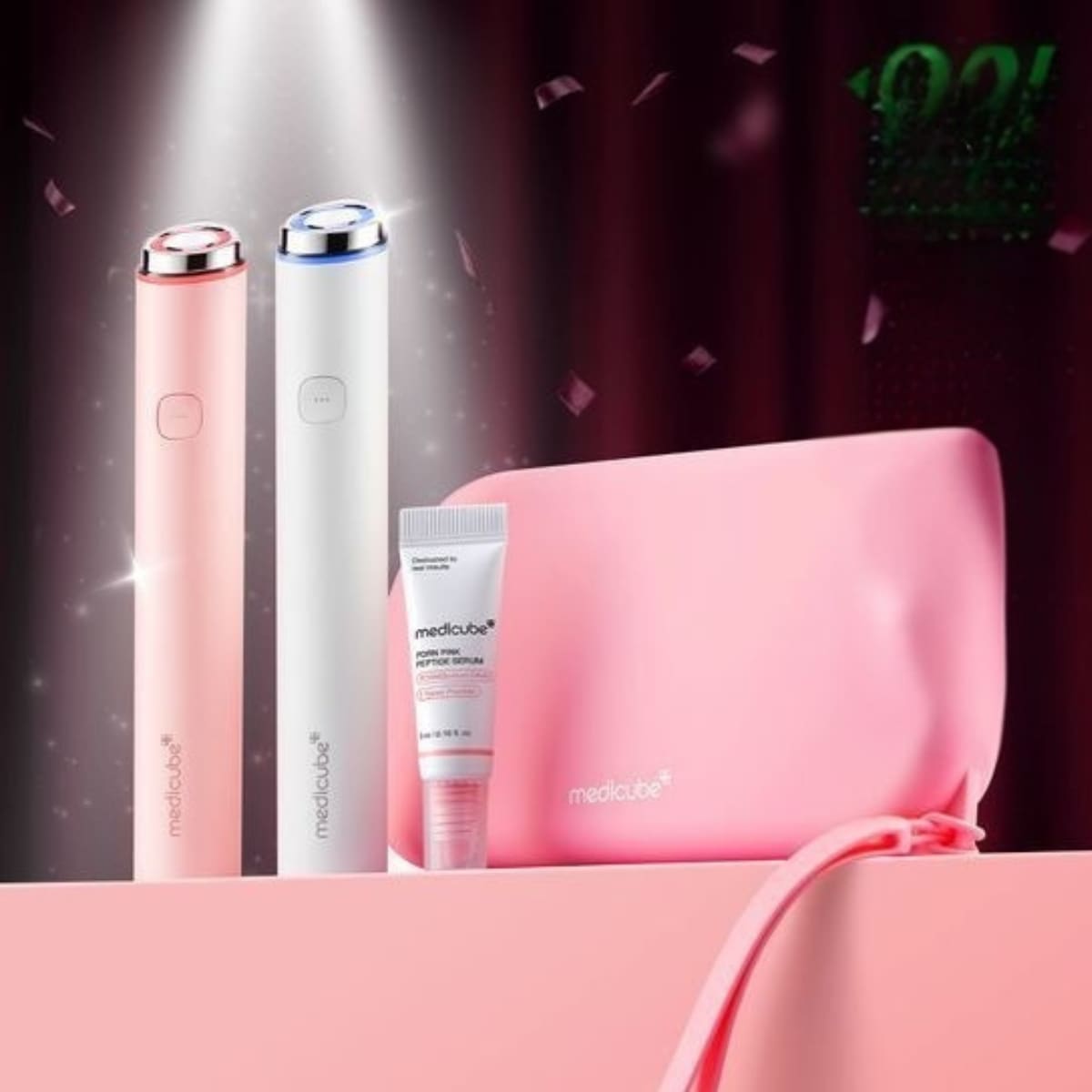 【限定企画】AGE-R ブースタープロミニ (ホワイト/ピンク) 美顔器 + PDRNピンクセラムミニ 5ml + ゼリーポーチ