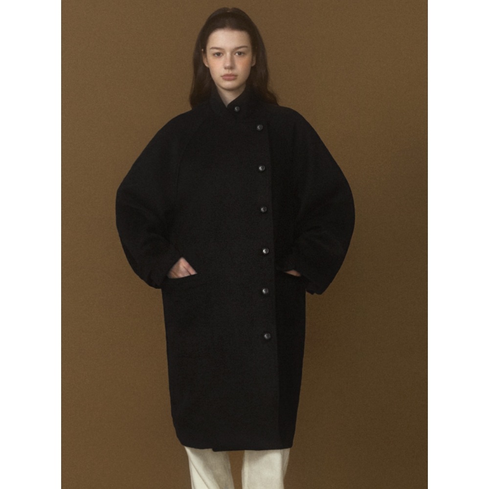 lesatelier リークハイネックウールロングコート (ブラック)