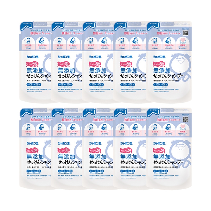 シャボン玉 無添加せっけんシャンプー泡タイプ 詰替420ml 10袋セット 低刺激石鹸 シャボン玉石けん株式会社