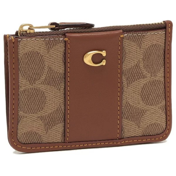 カードケース シグネチャー ミニIDスキニー ブラウン レディース CI185 B4XHG