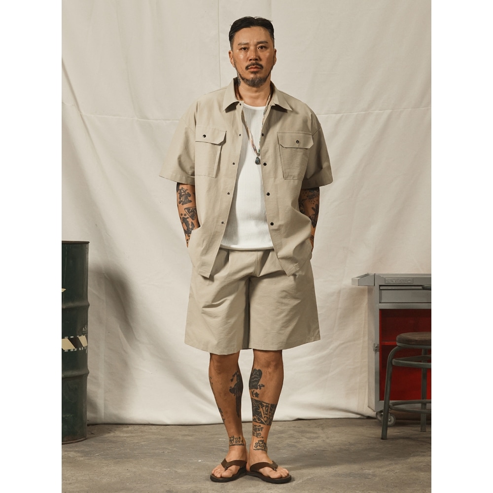 RUGGED HOUSE ダブルフラップポケットワークセットアップベージュ