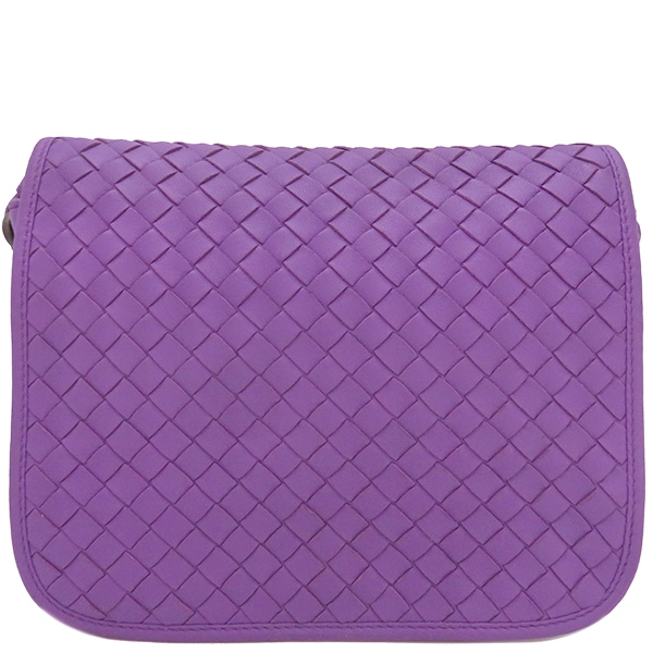 ボッテガヴェネタ BOTTEGA VENETA ショルダーバッグ イントレチャート レザー パープル ガンメタル金具 紫 【中古】