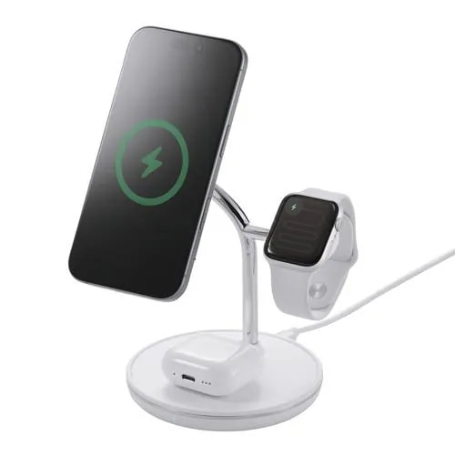 エレコム W-MS07WH ワイヤレス充電器 15W出力 3in1 iPhone ／ AirPods ／ Apple Watch 同時充電 ホワイト