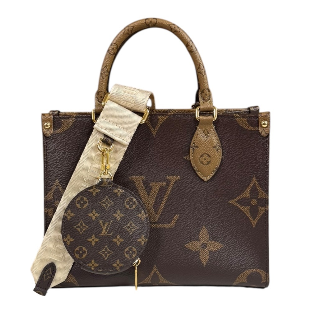 ルイヴィトン オンザゴーPM モノグラムジャイアント ショルダーバッグ モノグラムキャンバス M46373 ブラウン LOUIS VUITTON 中古 美品