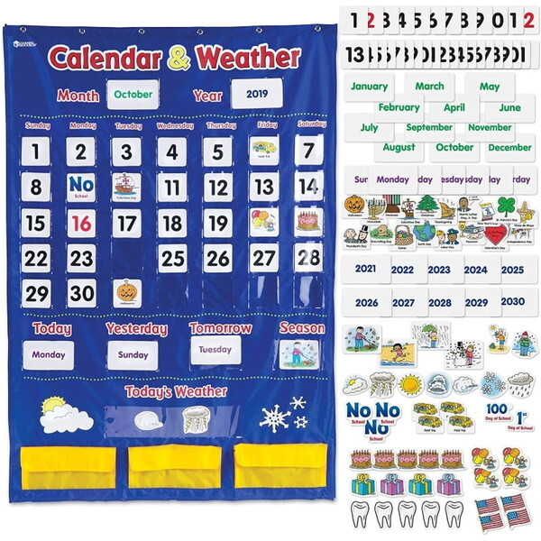 LER 2418 Calendar & Weather Pocket Chart ポケットチャート カレンダー&天気