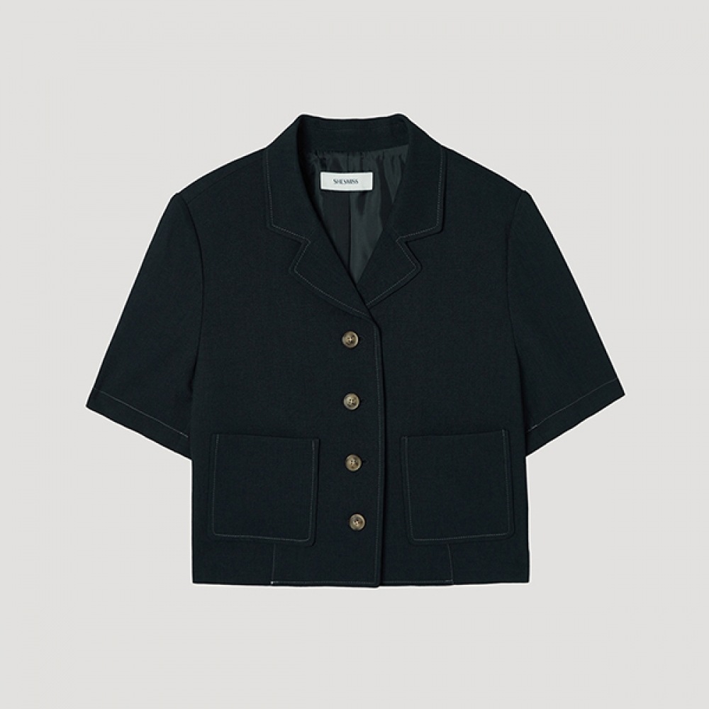 [シューズミス] リネンハーフスリーブジャケット_SWWJKP22710_DN