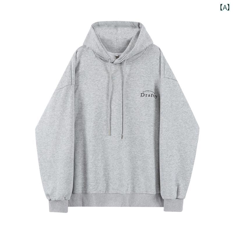 パーカー レディース カジュアル 快適 コート アメリカン レトロ フード付き グレー 厚手 ベルベット スウェットシャツ 女性 秋冬