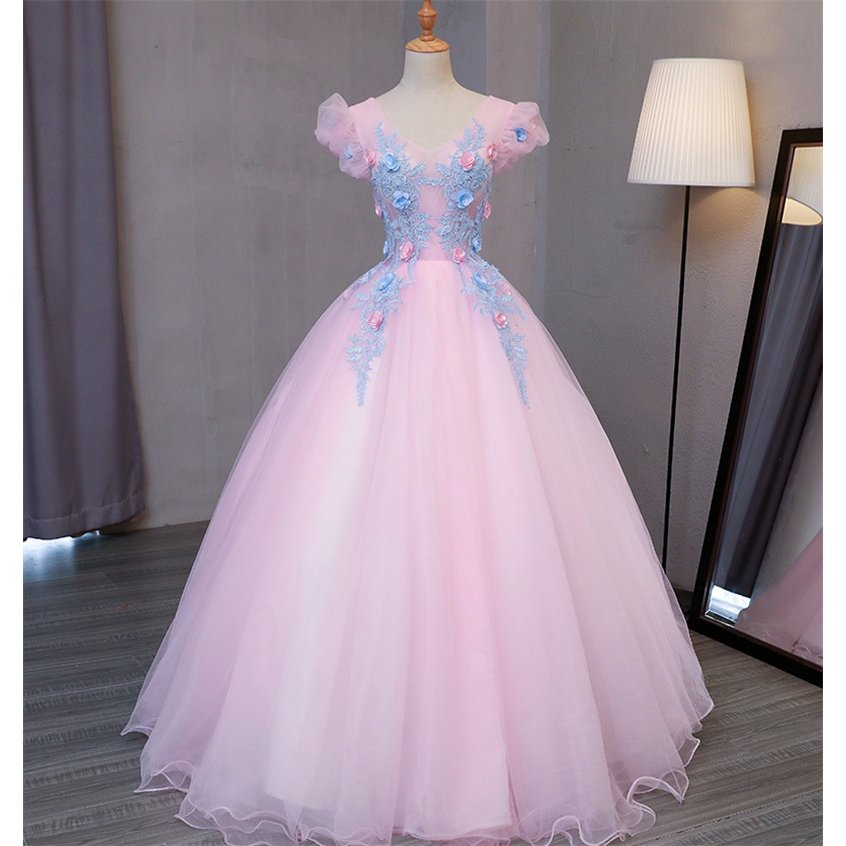 パーティードレス ウェディングドレス 奏会用ロングドレス 人気カラードレス 二次会 花嫁 結婚式 ピンク人気のドレス