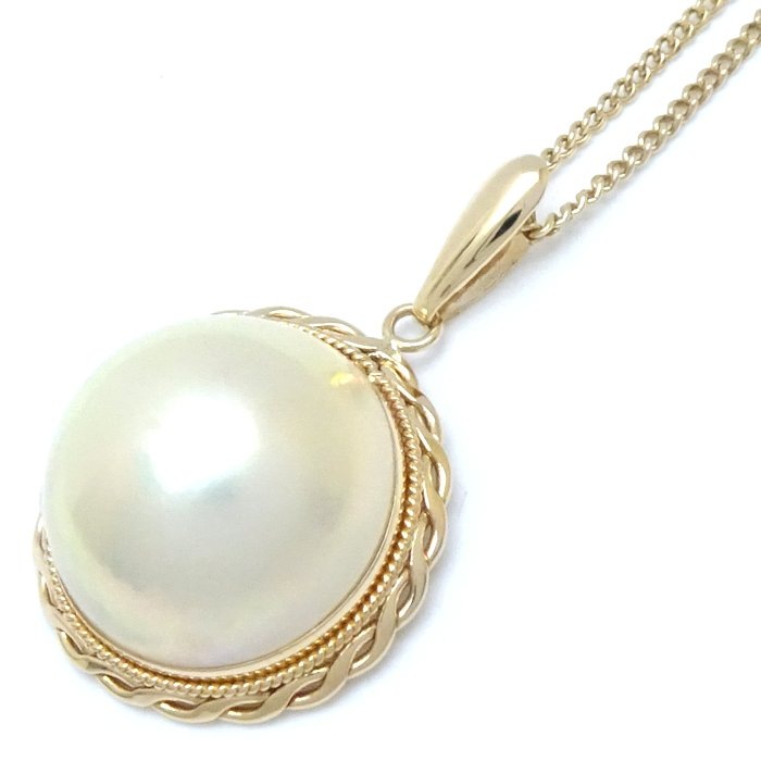 パール ネックレス マベパール14.8ミリ 真珠 K18YG イエローゴールド/75401【中古】 34,502円