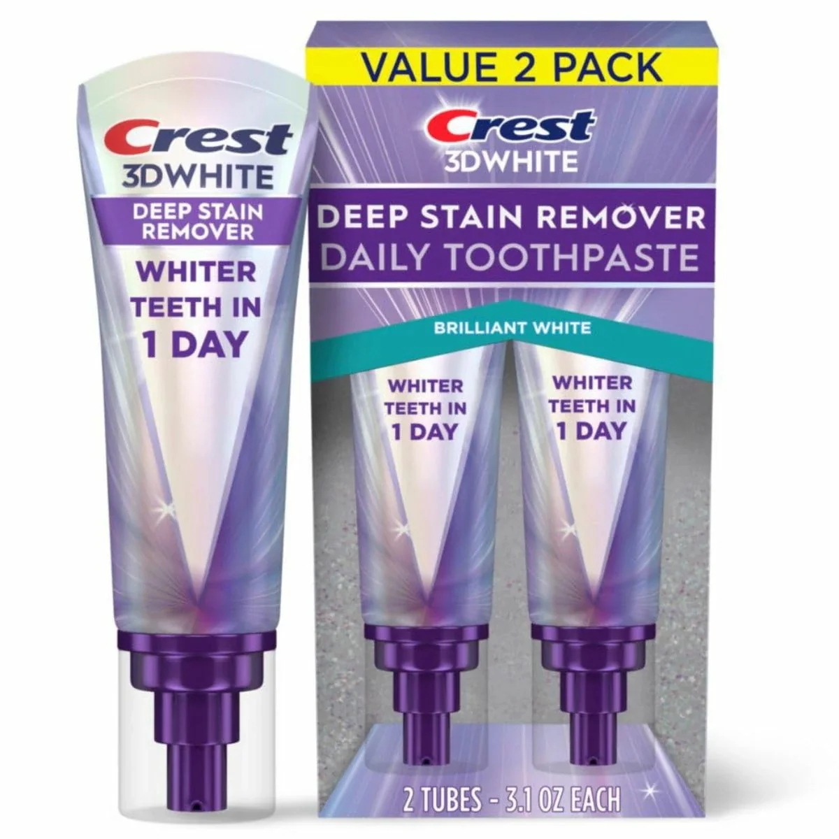 【エクスプレス便】 Crest 3DWhite Brilliance Deep Stain Remover Brilliant White Toothpaste - 3.1oz/2pk クレスト 3D