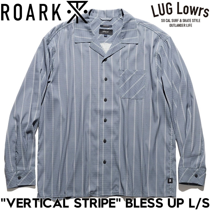 ROARK ロアーク VERTICAL STRIPE BLESS UP L/S 長袖シャツ 速乾シャツ オープンカラー RLWJ1201-NEP 日本代理店正規品