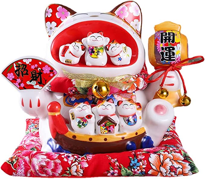 招き猫 貯金箱 開業祝い 卓上装飾 大サイズ 陶器 繁栄 ビジネス 招き猫 プレゼント用 店舗用