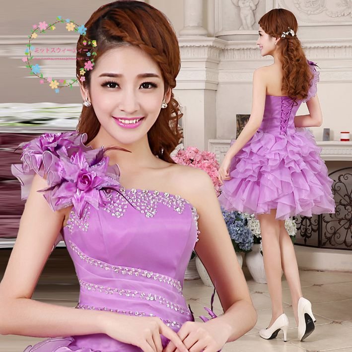 パーティードレス 結婚式 ミモレ丈 花嫁 カラードレス ミニドレス 二次会 お呼ばれ 演奏会用 ドレス 10代 20代 30代 ホワイト レッド ローズピンク パープル