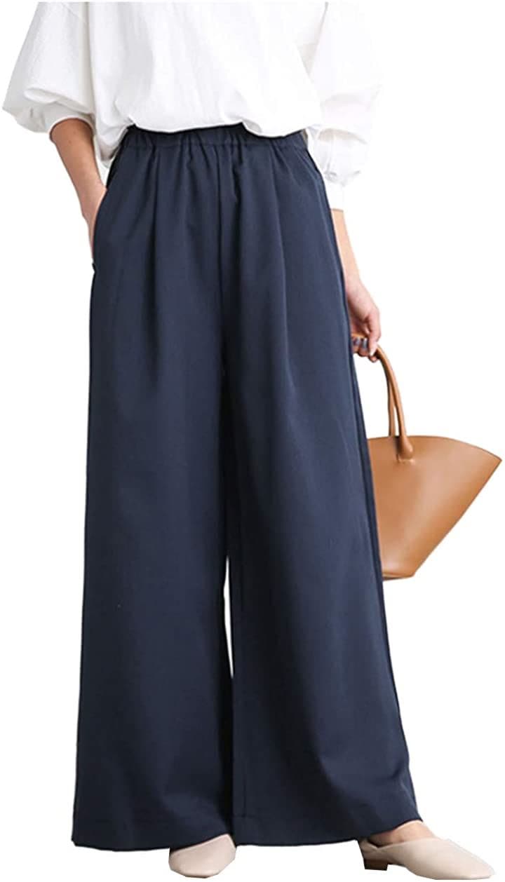 ゆったり ワイドパンツ ベイカー ガウチョパンツ 大きい サイズ 春 服 レディース(ネイビー, L)