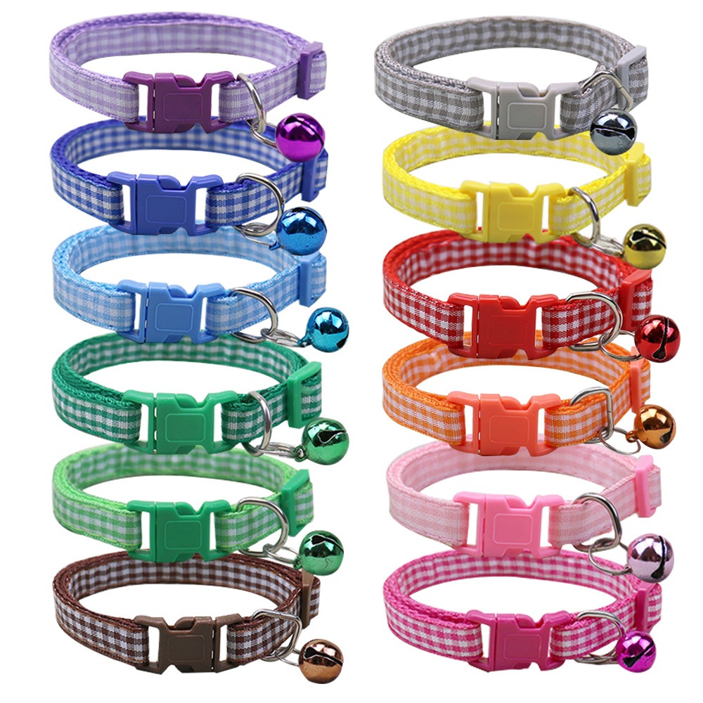 【1点ご購入 で10点プレゼントいたします】ペットの小格子カジュアルなカラー織機犬首輪猫首輪鈴首輪首輪首輪