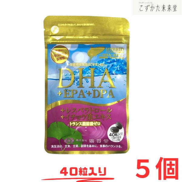 DHA＋EPA＋DPA レスベラトロール イチョウ葉エキス 40粒入り×5 広貫堂