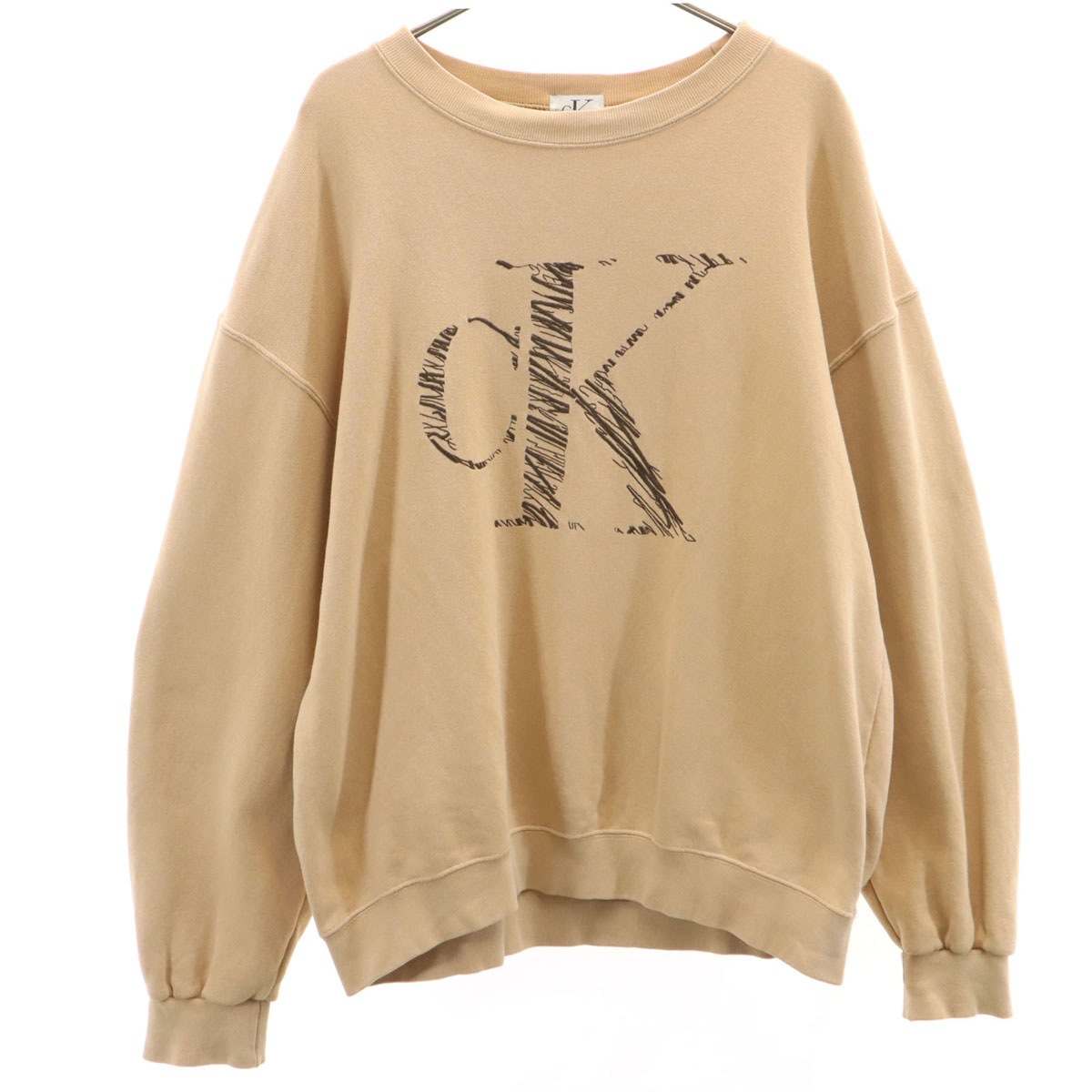 Calvin klein Jeans カルバンクラインジーンズ 90s オールド 長袖 スウェット トレーナー ペールオレンジ メンズ 古着