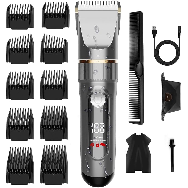 バリカン【2024新登場 USB充電式】ヘアカッター メンズ 電動ばりかん 散髪用 自動研磨 プロ仕様 0.8-26mm対応 LEDディスプレイ 2段階モード 全身防水 家庭用 業務用 子供用 セルフ
