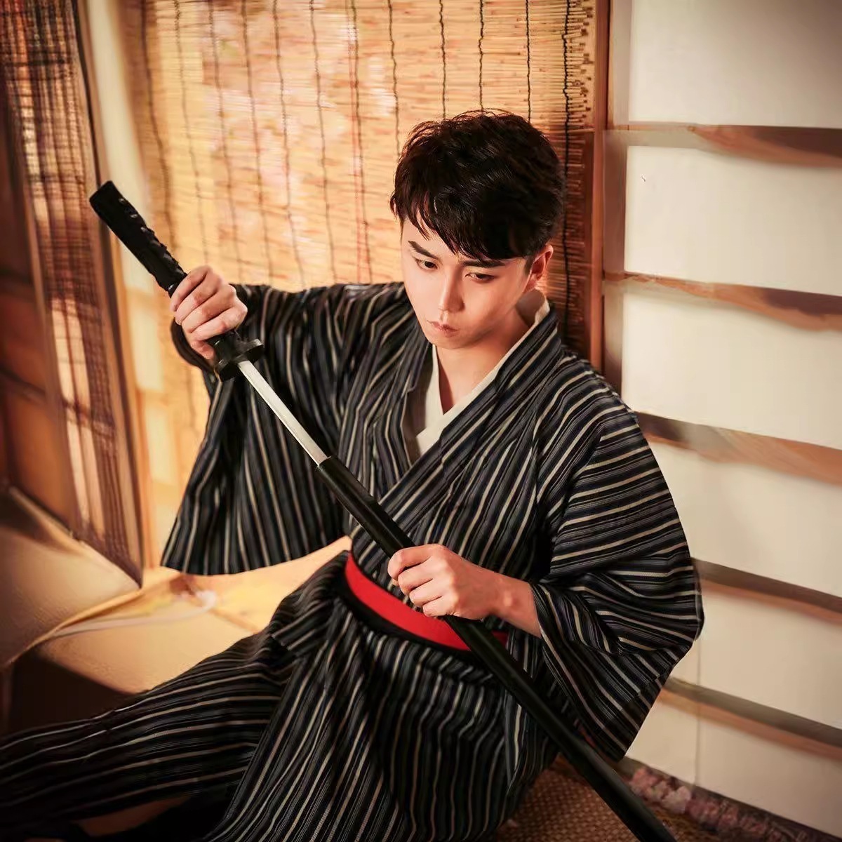 新品にゃんこく和装男伝統正装旅行撮影和台本殺道具写真着物