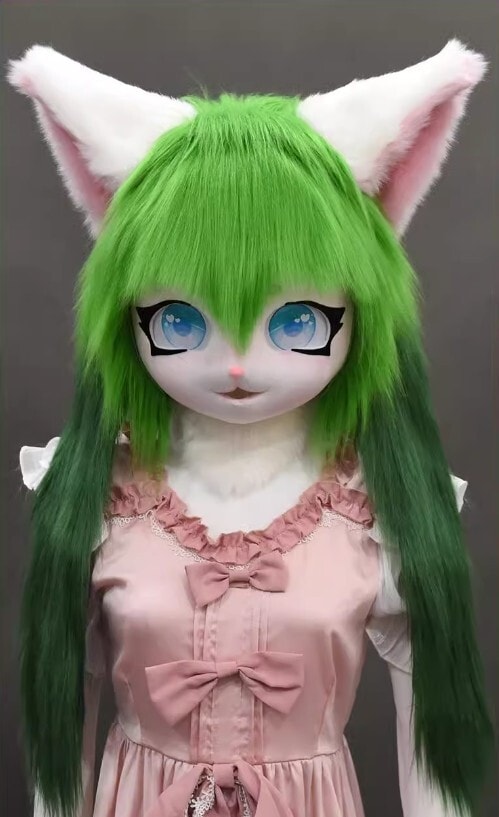 着ぐるみヘッド 猫 ダークグリーン 全頭ヘッド ケモノ マスク ファースーツ ぬいぐるみ コスプレ コスチューム 5,976円