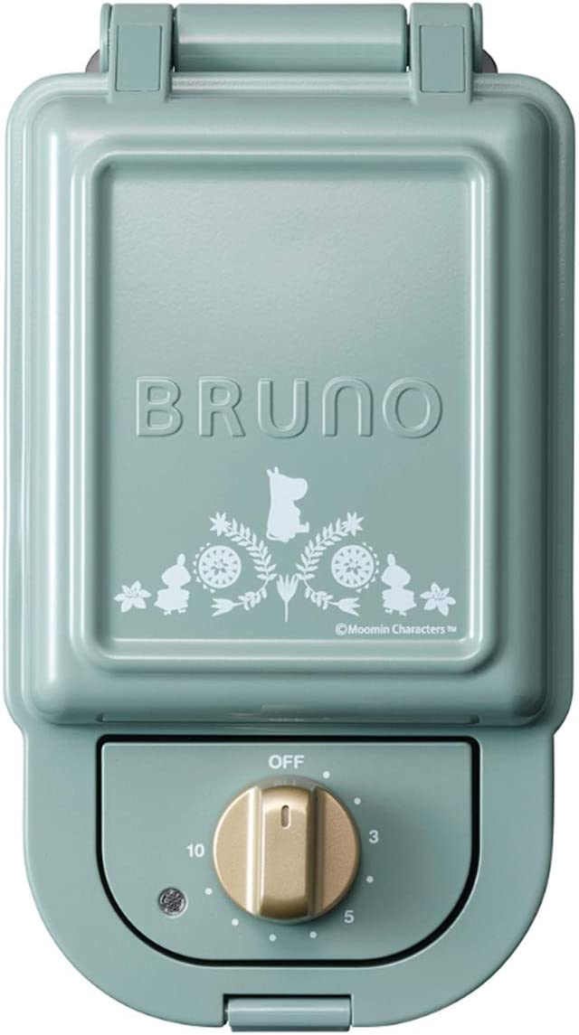 正規品 ムーミン 電気 耳まで焼ける ホットサンドメーカー BRUNO ブルーノ シングル BOE050-BGR ブルーグリーン 収納ボックス